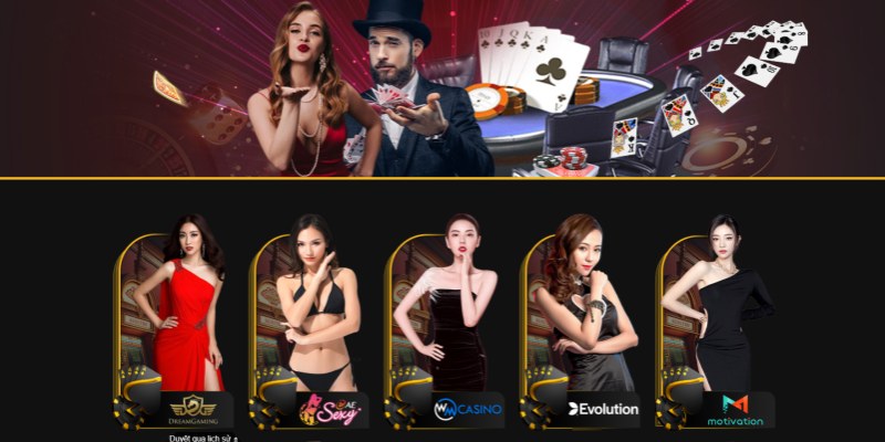 Sảnh casino với các dealer xinh đẹp